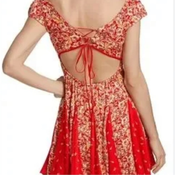 NWT FREE PEOPLE ponderosa mini dress in strawberry combo - Picture 6 of 15